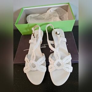 Sesto Meucci White Leather Braided Sandals New In Box